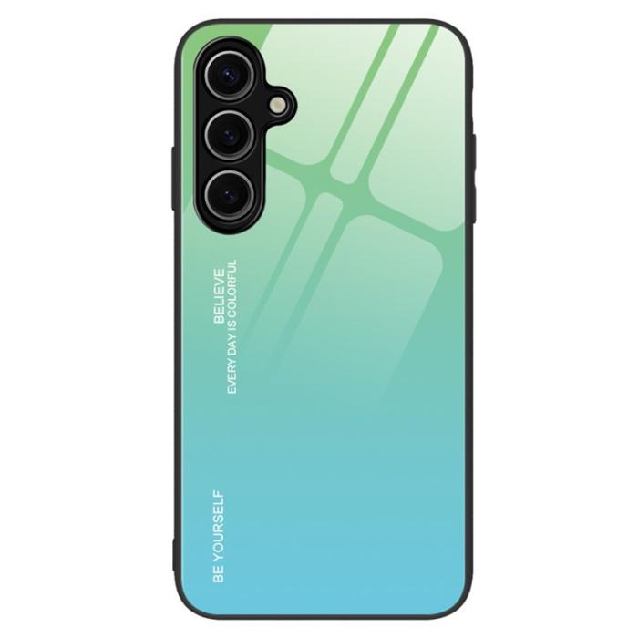 OEM - Mobilskal för Samsung Galaxy S26 Gradient Färg Härdat Glas + TPU - Cyan