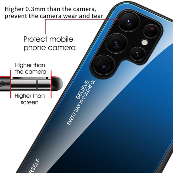 OEM - Mobilskal för Samsung Galaxy S26 Gradient Färg Härdat Glas + TPU - Cyan