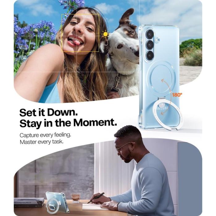 WANLONFENG - WANLONFENG Mobilskal för Samsung Galaxy S26 Kickstand PC + TPU - Svart