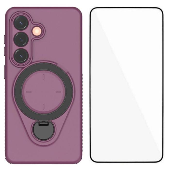 WANLONFENG - WANLONFENG Mobilskal för Samsung Galaxy S26 Kickstand PC + TPU - Vinröd