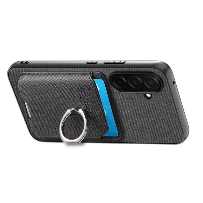 OEM - Mobilskal för Samsung Galaxy S26 Klädtextur PC + TPU med Kickstand - Svart