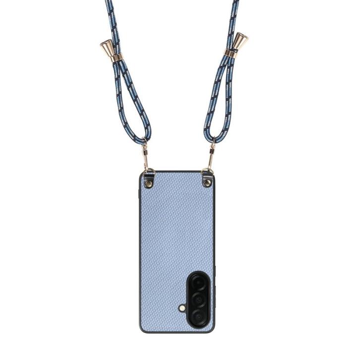 OEM - Mobilskal för Samsung Galaxy S26 Kolfiber Hybrid med rem - Blå