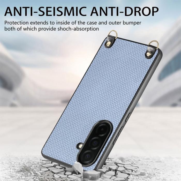 OEM - Mobilskal för Samsung Galaxy S26 Kolfiber Hybrid med rem - Blå