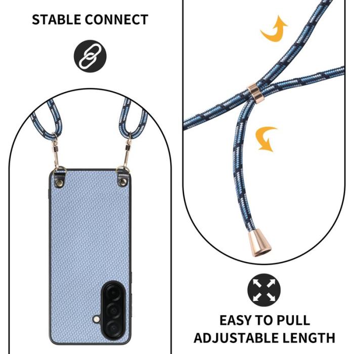OEM - Mobilskal för Samsung Galaxy S26 Kolfiber Hybrid med rem - Blå