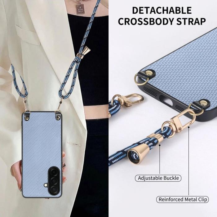 OEM - Mobilskal för Samsung Galaxy S26 Kolfiber Hybrid med rem - Blå