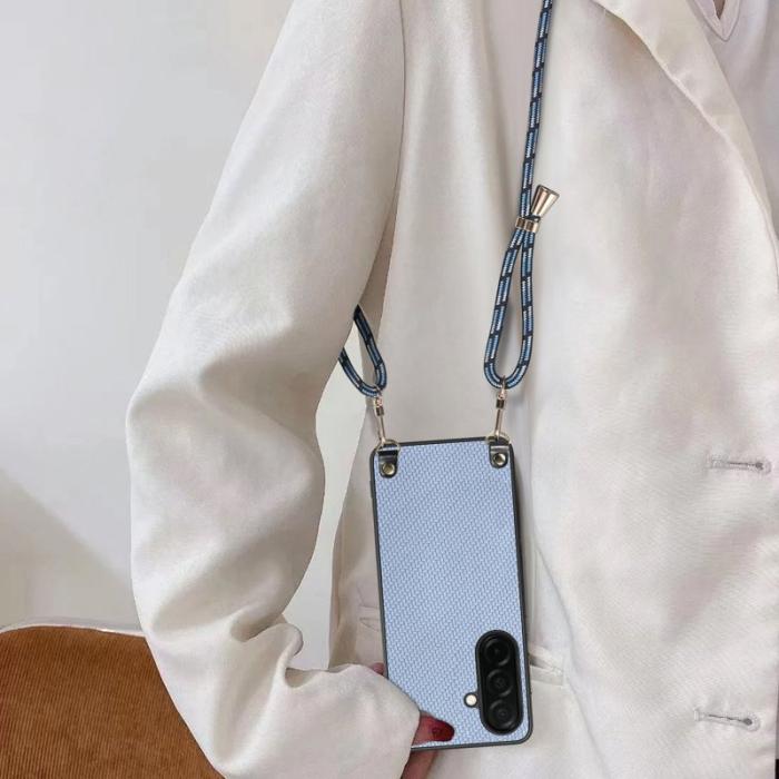 OEM - Mobilskal för Samsung Galaxy S26 Kolfiber Hybrid med rem - Blå