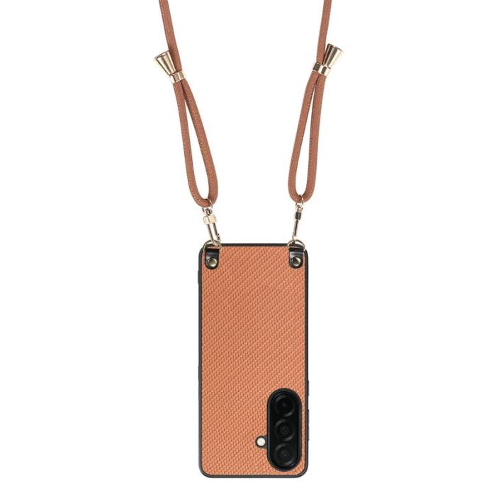 OEM - Mobilskal för Samsung Galaxy S26 Kolfiber Hybrid med Rem - Brun
