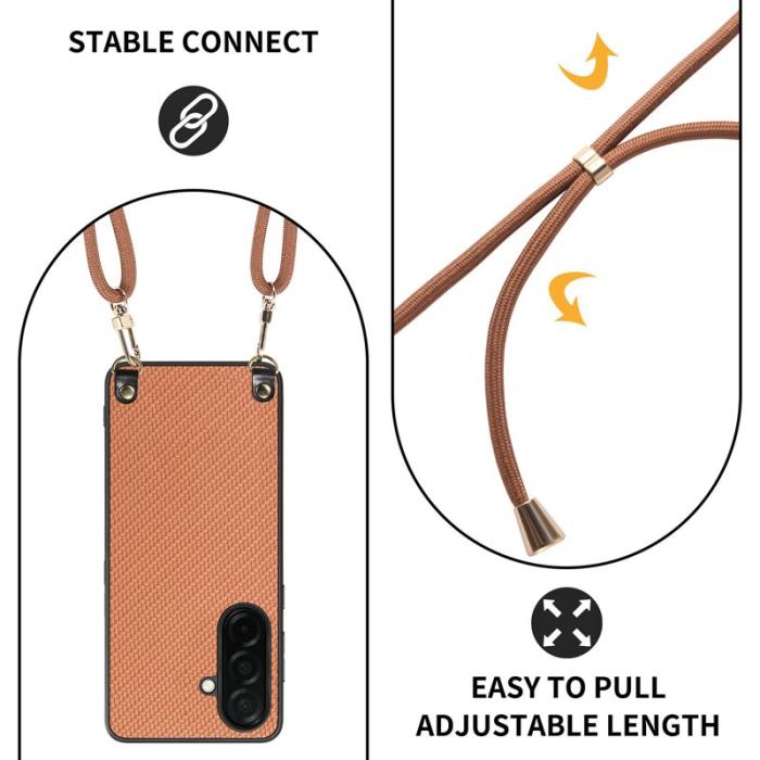 OEM - Mobilskal för Samsung Galaxy S26 Kolfiber Hybrid med Rem - Brun