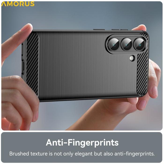 Amorus - Amorus Mobilskal för Samsung Galaxy S26 Kolfiber Textur Skydd - Svart