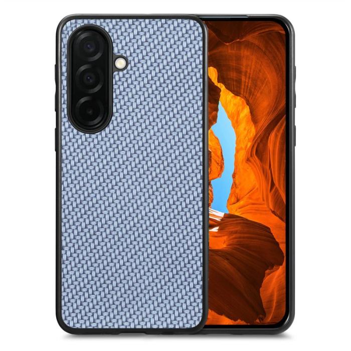 OEM - Mobilskal för Samsung Galaxy S26 Kolfiberstruktur PU + PC + TPU - Blå
