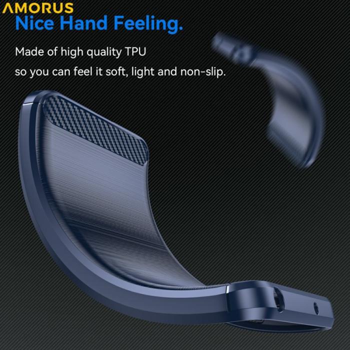 Amorus - Amorus Mobilskal för Samsung Galaxy S26 Kolfiberstruktur Skydd - Blå