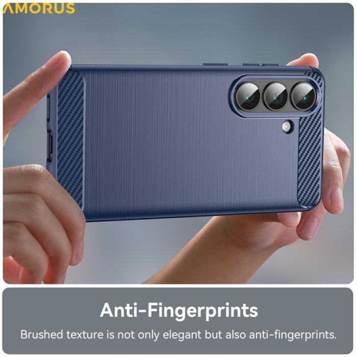 Amorus - Amorus Mobilskal för Samsung Galaxy S26 Kolfiberstruktur Skydd - Blå