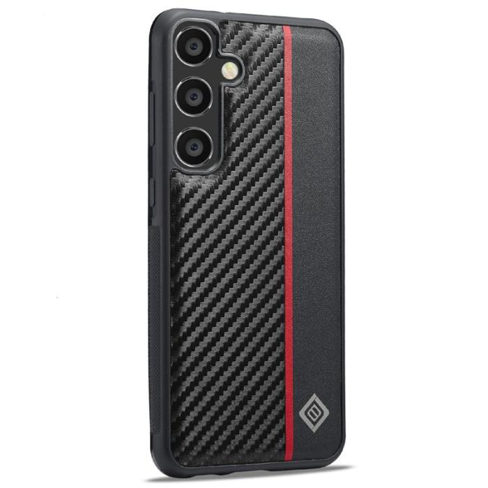LC.imeeke - LC.IMEEKE Mobilskal för Samsung Galaxy S26 Kolfibertextur Äkta läder + TPU Svart