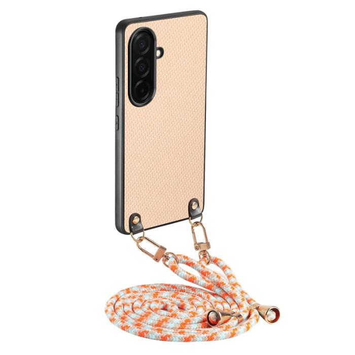 OEM - Mobilskal för Samsung Galaxy S26 Kolfibertextur Hybrid - Aprikos