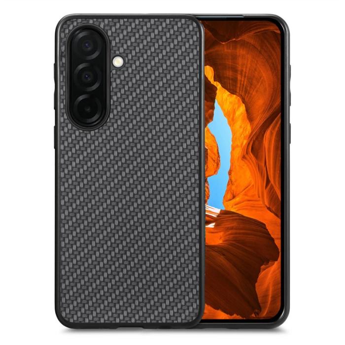 OEM - Mobilskal för Samsung Galaxy S26 Kolfibertextur PU + PC + TPU - Svart