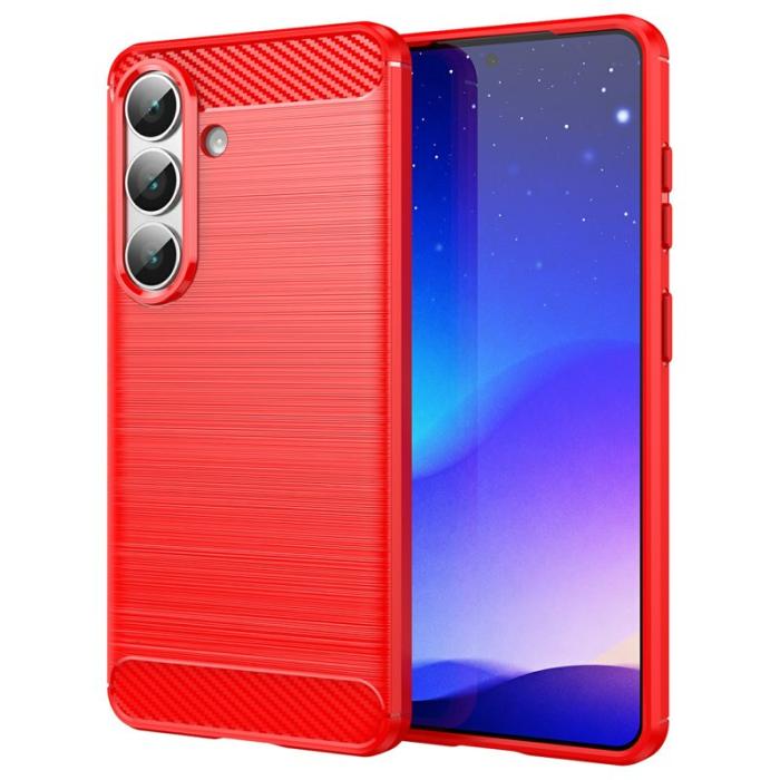 Amorus - Amorus Mobilskal för Samsung Galaxy S26 Kolfibertextur Skydd - Röd
