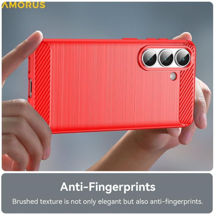 Amorus - Amorus Mobilskal för Samsung Galaxy S26 Kolfibertextur Skydd - Röd