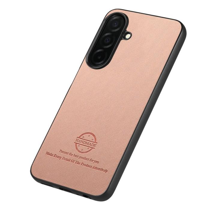 OEM - Mobilskal för Samsung Galaxy S26 Konstläder med tygtextur - Rosa