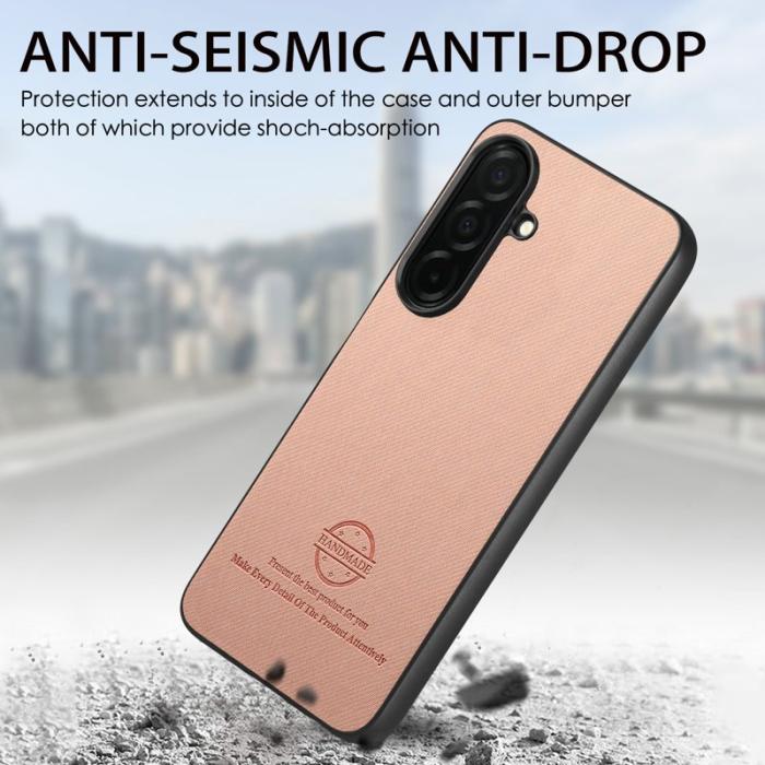 OEM - Mobilskal för Samsung Galaxy S26 Konstläder med tygtextur - Rosa