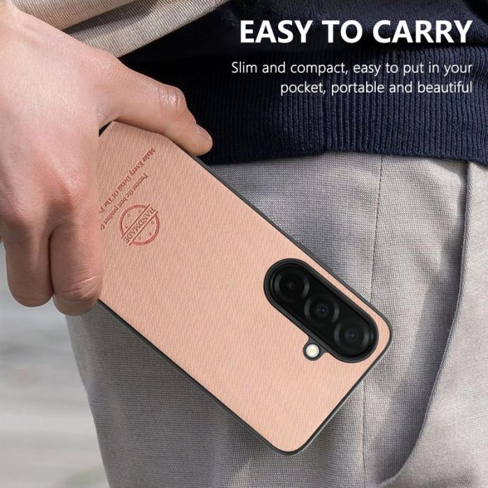 OEM - Mobilskal för Samsung Galaxy S26 Konstläder med tygtextur - Rosa