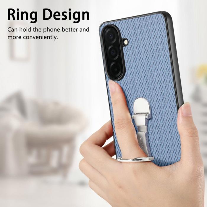 OEM - Mobilskal för Samsung Galaxy S26 Kortfack Kickstand Kolfiber - Blå