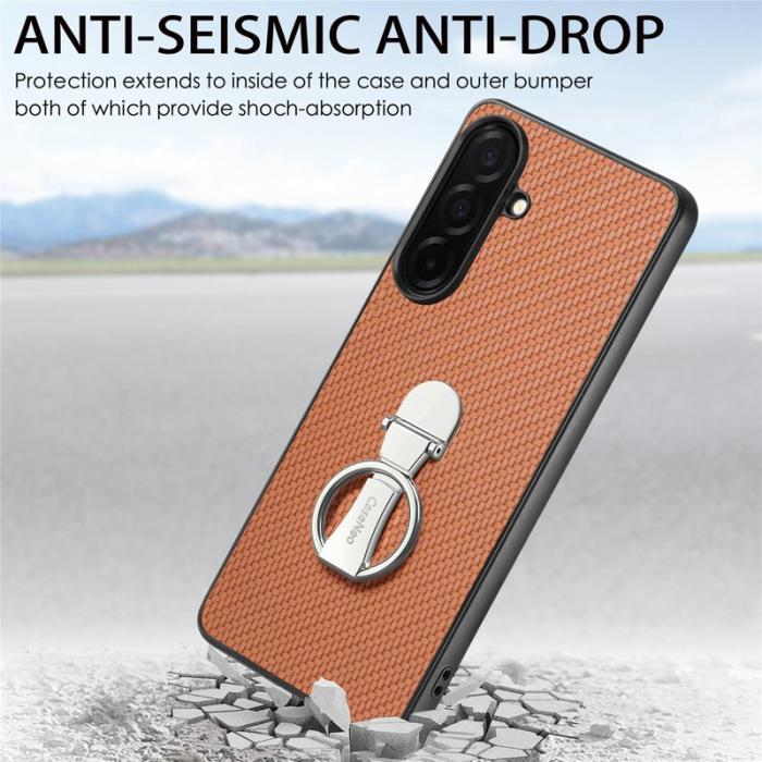 OEM - Mobilskal för Samsung Galaxy S26 Kortfack Kickstand Kolfiber - Brun