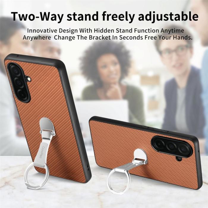 OEM - Mobilskal för Samsung Galaxy S26 Kortfack Kickstand Kolfiber - Brun