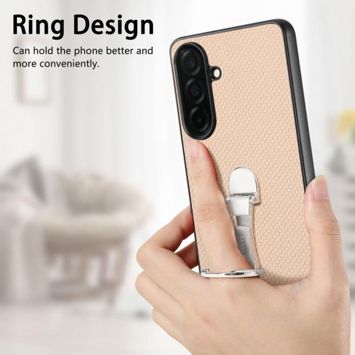 OEM - Mobilskal för Samsung Galaxy S26 Kortfack Kickstand Kolfiber - Khaki