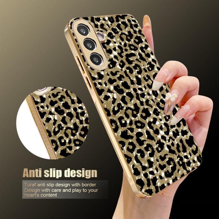 OEM - Mobilskal för Samsung Galaxy S26 Leopardmönster PC + TPU - Guld