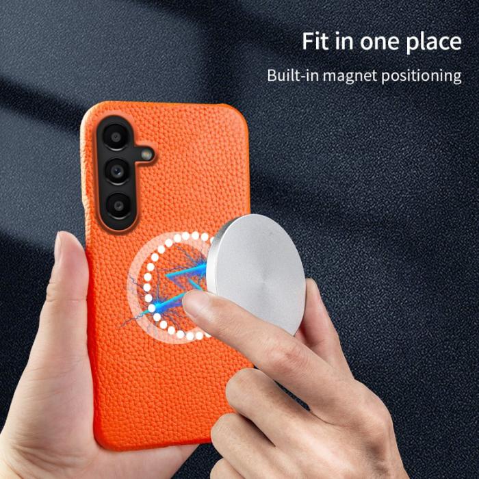 OEM - Mobilskal för Samsung Galaxy S26 Magnetiskt Äkta läder + PC - Mintgrön