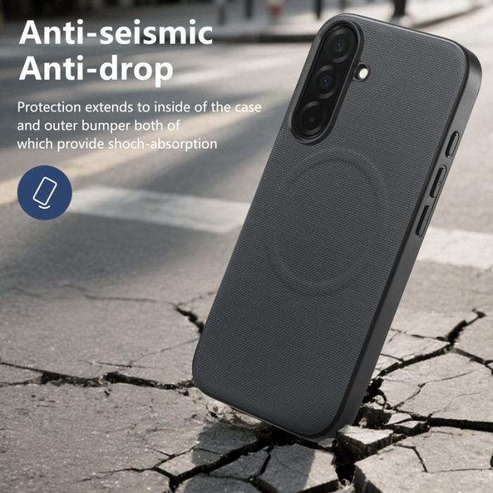 OEM - Mobilskal för Samsung Galaxy S26 Magnetiskt Äkta läder + PC + TPU - Grå