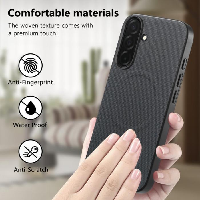 OEM - Mobilskal för Samsung Galaxy S26 Magnetiskt Äkta läder + PC + TPU - Grå