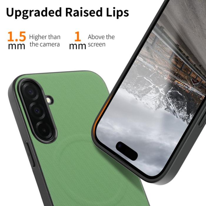 OEM - Mobilskal för Samsung Galaxy S26 Magnetiskt Äkta läder + PC + TPU - Grön