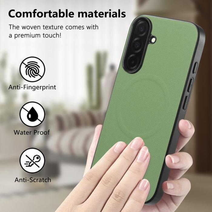 OEM - Mobilskal för Samsung Galaxy S26 Magnetiskt Äkta läder + PC + TPU - Grön