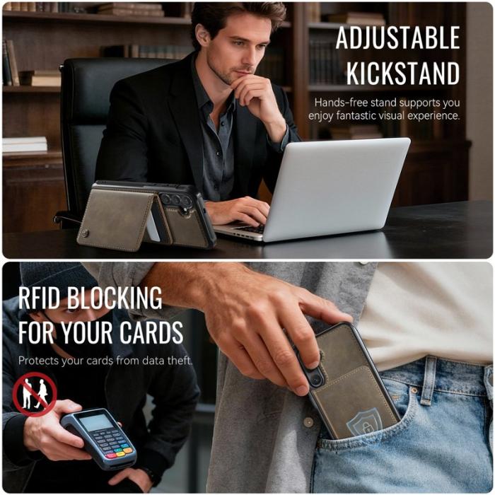 Caseme - CaseMe Mobilskal för Samsung Galaxy S26 Magnetiskt Äkta läder PC + TPU - Kaffe