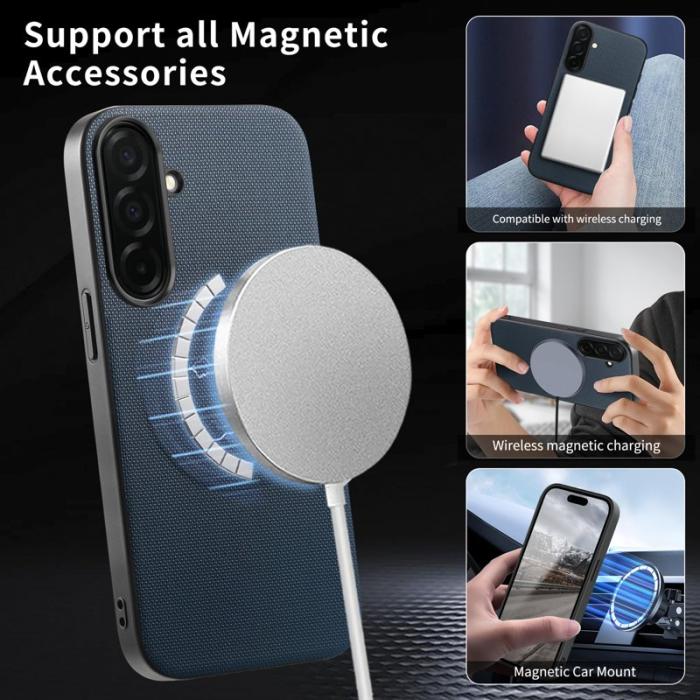 OEM - Mobilskal för Samsung Galaxy S26 Magnetiskt Äkta läder + PC + TPU - Mörkblå