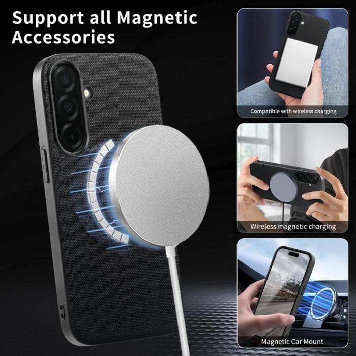 OEM - Mobilskal för Samsung Galaxy S26 Magnetiskt Äkta läder + PC + TPU - Svart