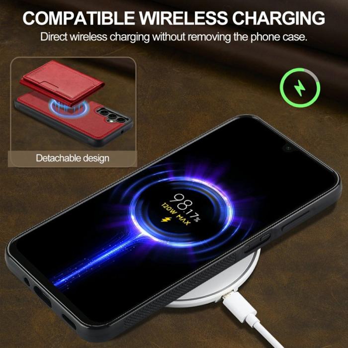 LC.imeeke - LC.IMEEKE Mobilskal för Samsung Galaxy S26 Magnetiskt Äkta läder - Röd