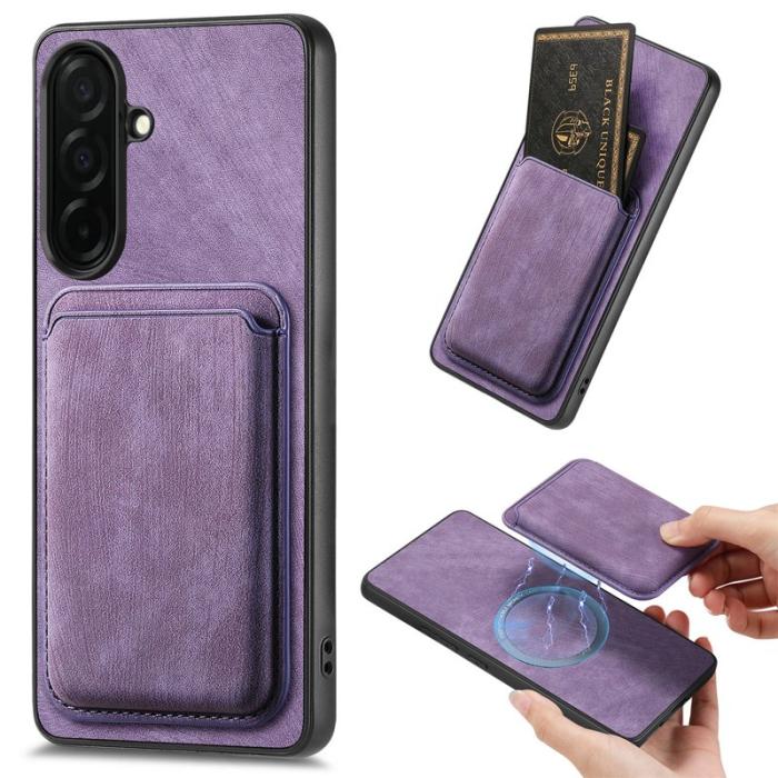 OEM - Mobilskal för Samsung Galaxy S26 Magnetiskt Äkta läder + TPU - Lila