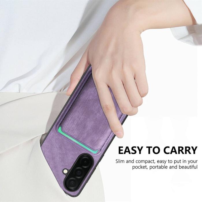 OEM - Mobilskal för Samsung Galaxy S26 Magnetiskt Äkta läder + TPU - Lila