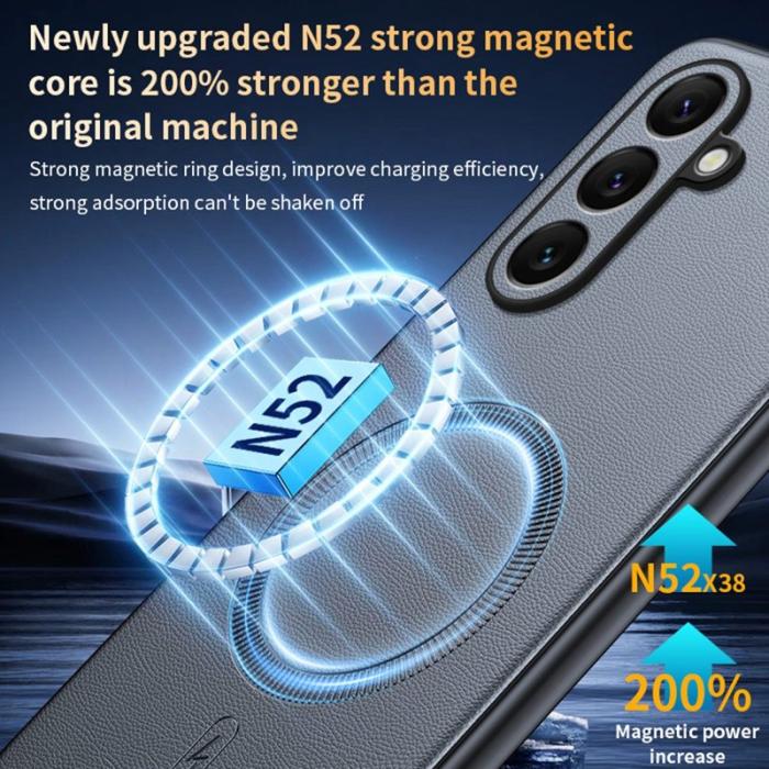 OEM - Mobilskal för Samsung Galaxy S26 Magnetiskt Äkta läder TPU + PC - Brun