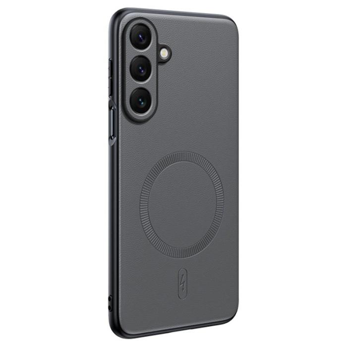 OEM - Mobilskal för Samsung Galaxy S26 Magnetiskt Äkta läder TPU + PC - Grå