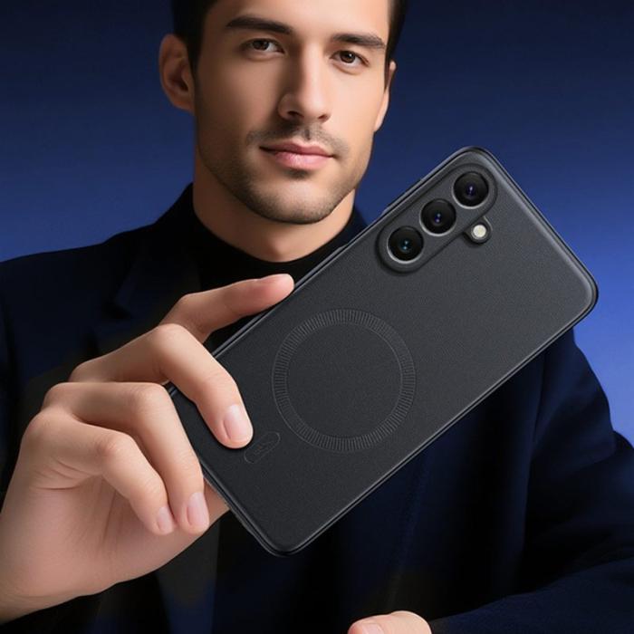 OEM - Mobilskal för Samsung Galaxy S26 Magnetiskt Äkta läder TPU + PC - Grå