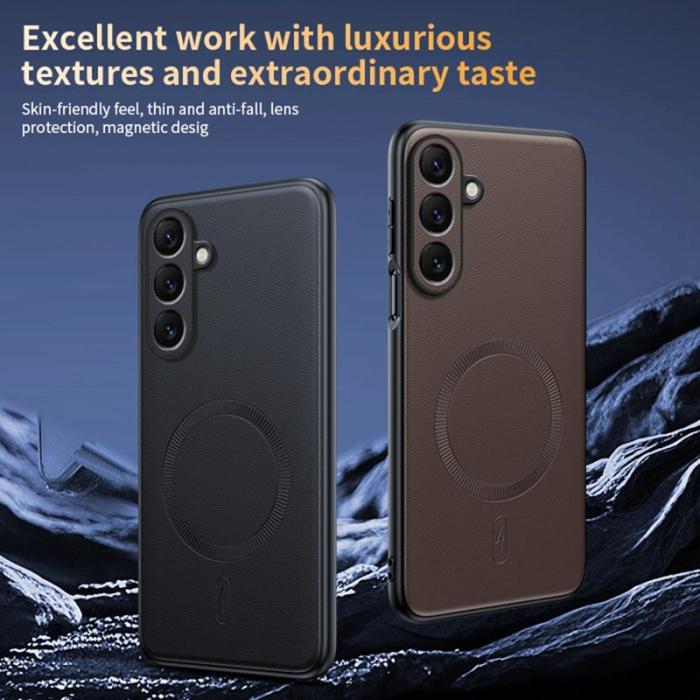 OEM - Mobilskal för Samsung Galaxy S26 Magnetiskt Äkta läder TPU + PC - Grå