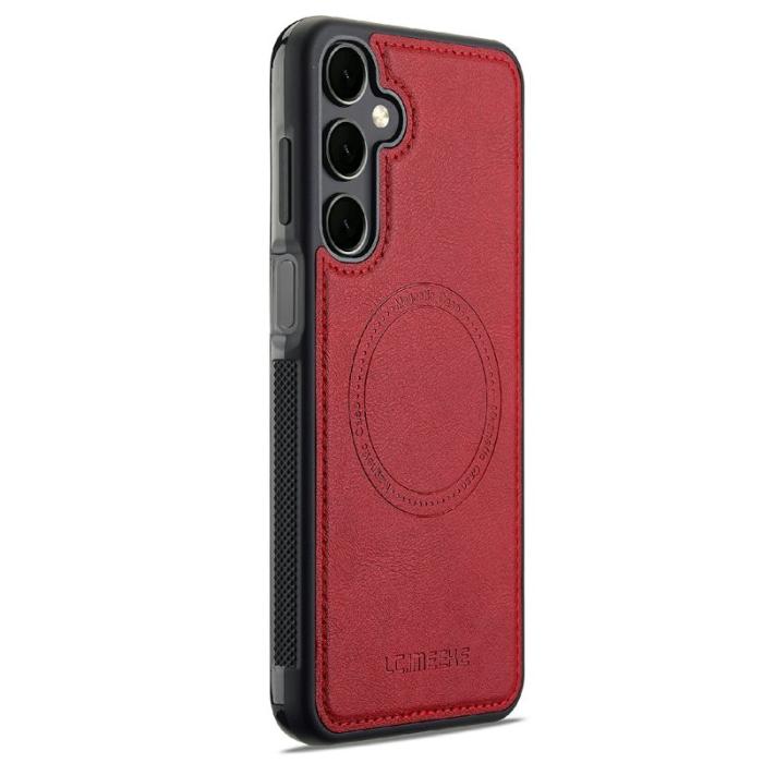 LC.imeeke - LC.IMEEKE Mobilskal för Samsung Galaxy S26 Magnetiskt Äkta läder + TPU - Röd
