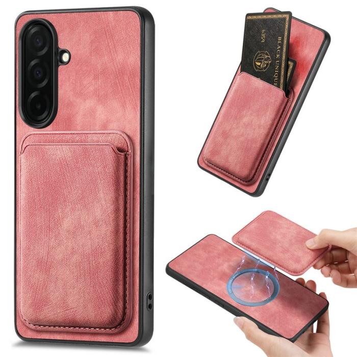 OEM - Mobilskal för Samsung Galaxy S26 Magnetiskt Äkta läder + TPU - Rosa