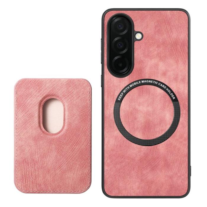 OEM - Mobilskal för Samsung Galaxy S26 Magnetiskt Äkta läder + TPU - Rosa