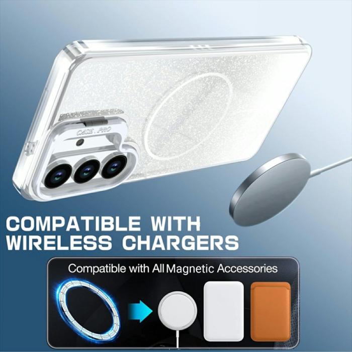 OEM - Mobilskal för Samsung Galaxy S26 Magnetiskt Glitter Shockproof TPU - Vit