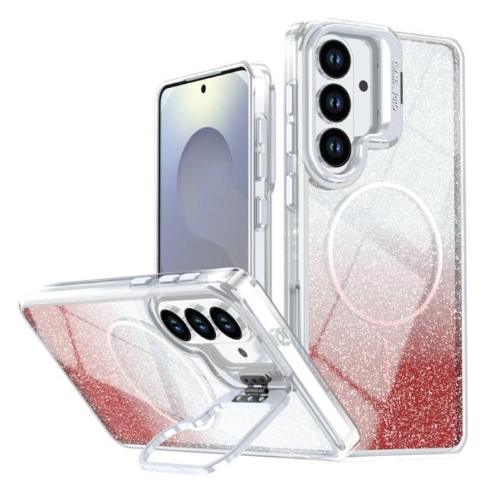 OEM - Mobilskal för Samsung Galaxy S26 Magnetiskt Gradient Glitter TPU PC - Orange