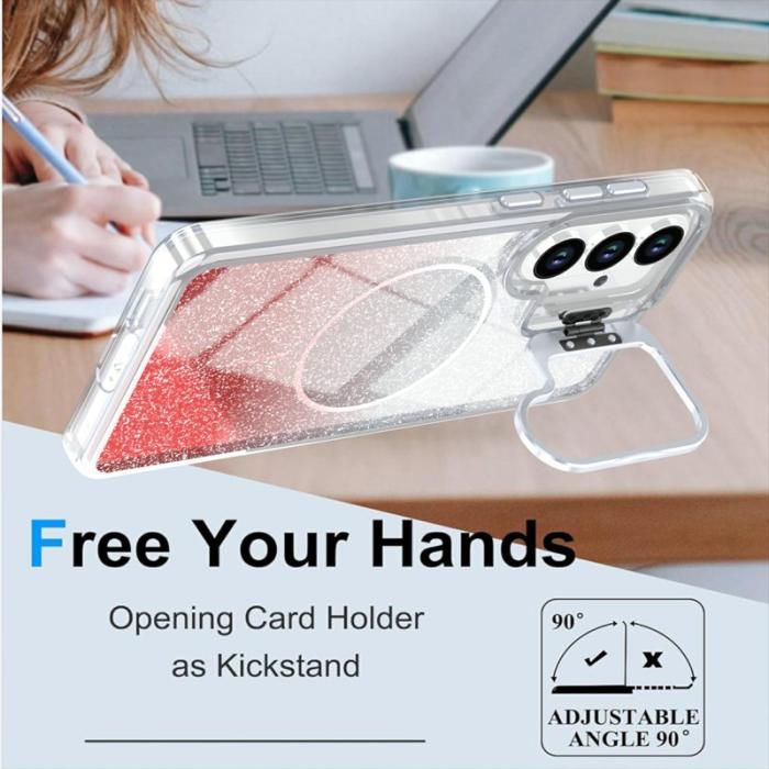 OEM - Mobilskal för Samsung Galaxy S26 Magnetiskt Gradient Glitter TPU PC - Orange